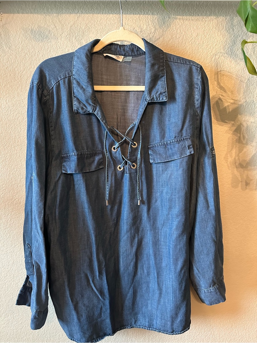 Calvin Klein Chambray Shirt in Indigo Blue